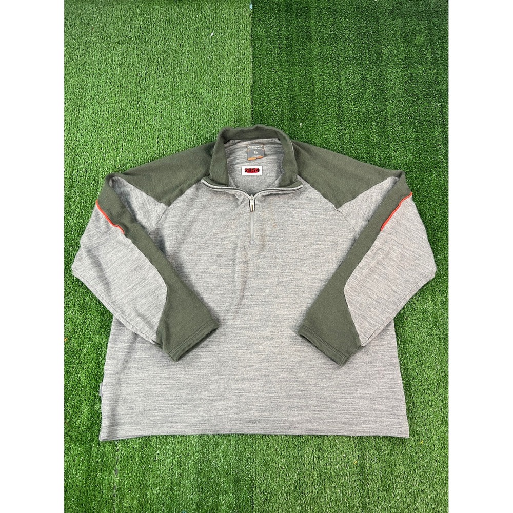 Icebreaker Mens Merino Wool 1/4 Zip Pullover Sweater XL Gray Green Colorblock